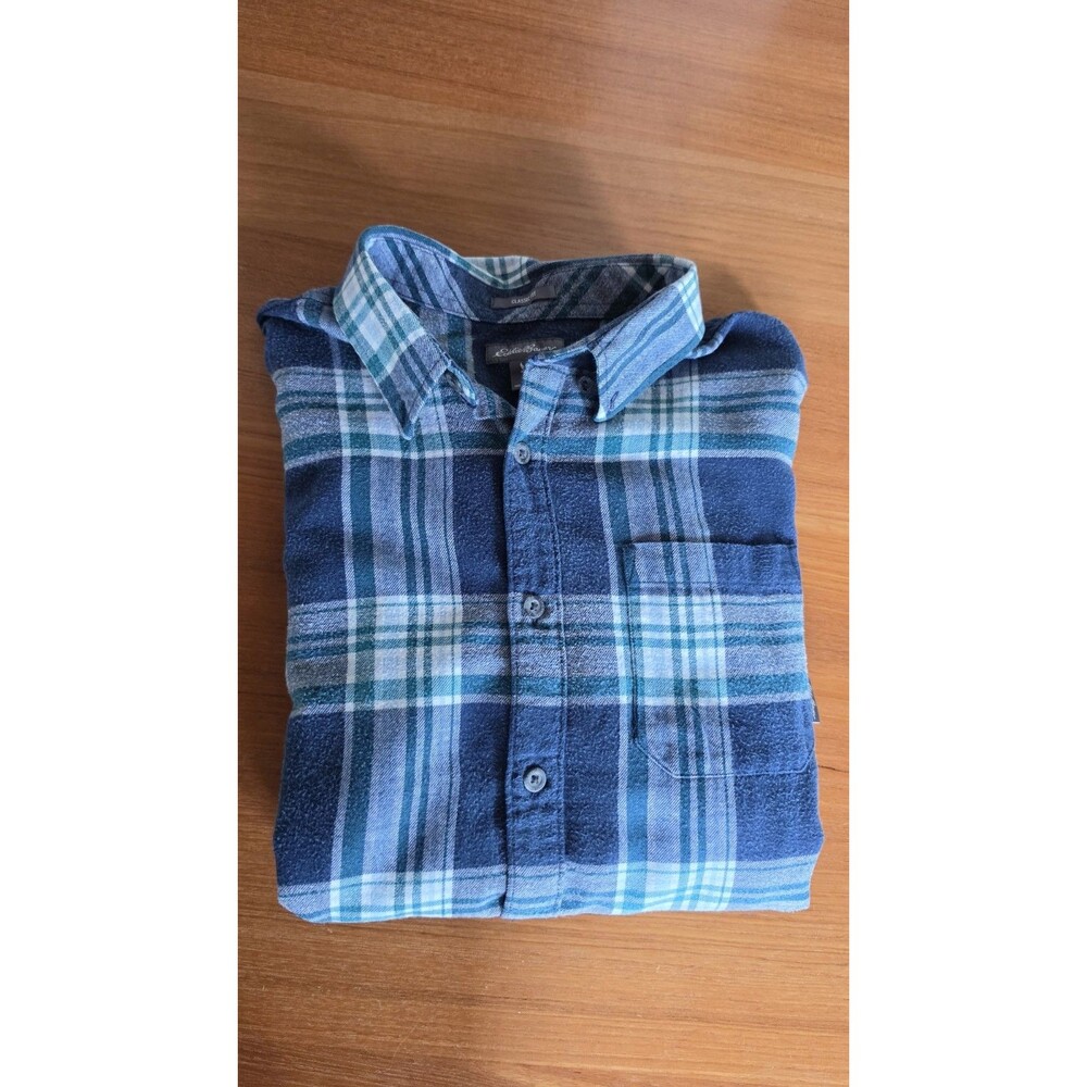 Eddie Bauer Men's Long Sleeve Flannel Plaid Shirt Size L